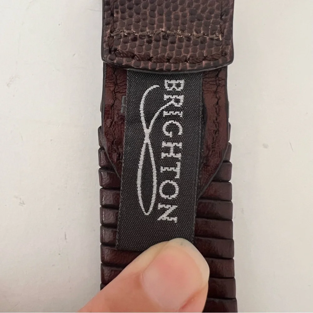 Brighton Leather Men's Belt 42 Brown Leather Belt 3907 Textured Woven Vintage